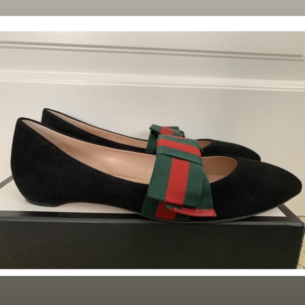 100% Authentic Gucci Web Bow Flat - image 5